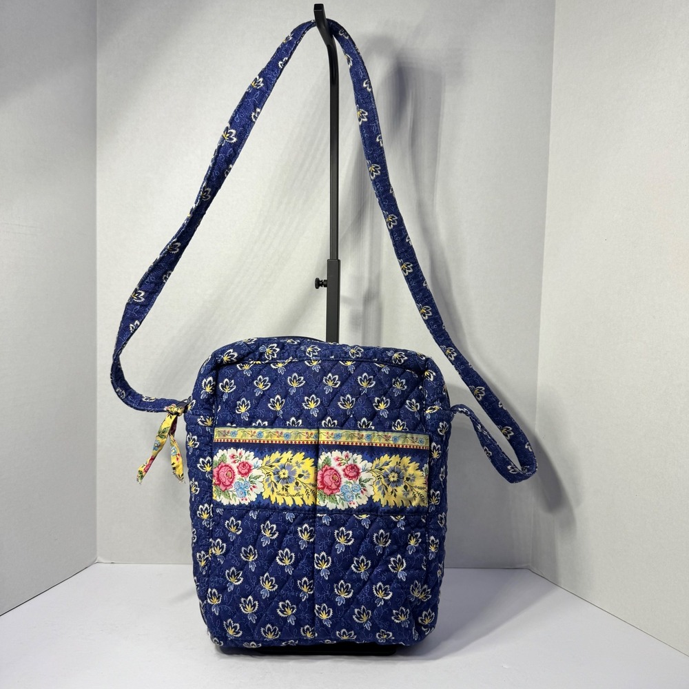 Vera Bradley Quilted 100% Cotton Crossbody Messenger Bag "Maison Blue" Vintage